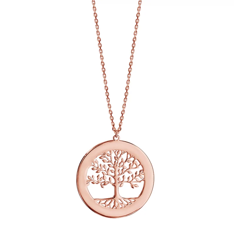 Collier cercle ajouré arbre de vie à graver – Plaqué or rose | Azuline