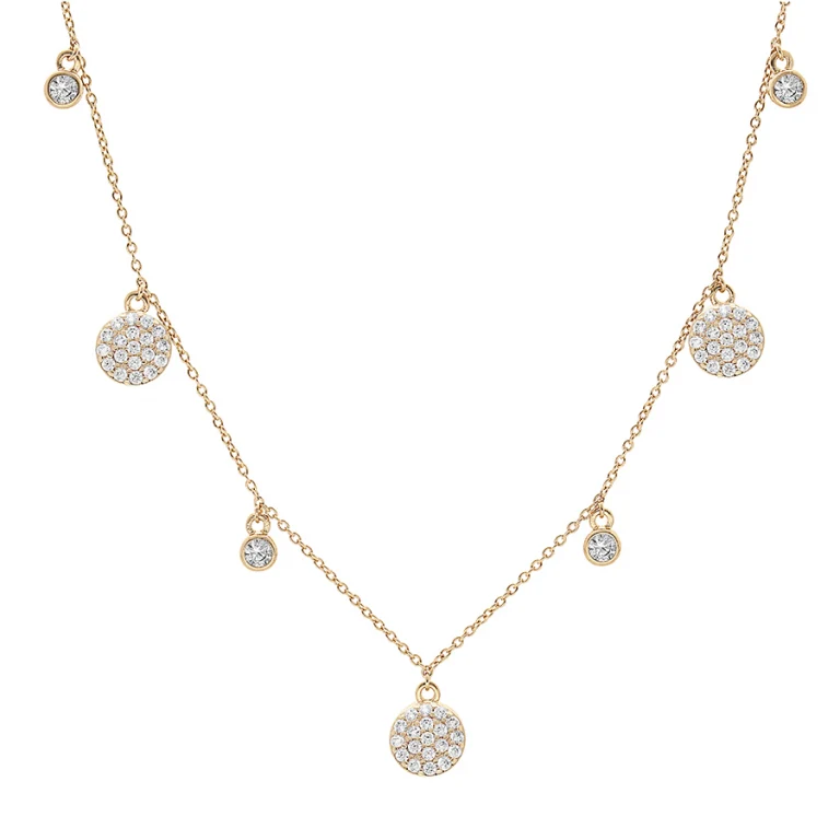 Collier pampilles plaques rondes et éclats sertis – Plaqué or | Azuline