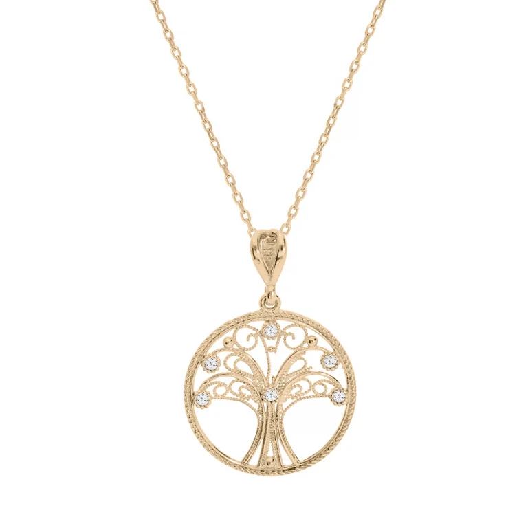 Collier arbre serti d’oxydes blancs – Plaqué or | Azuline