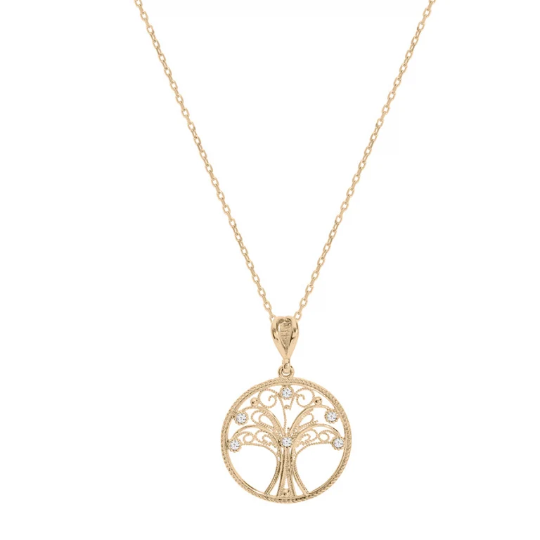 Collier arbre serti d’oxydes blancs – Plaqué or | Azuline