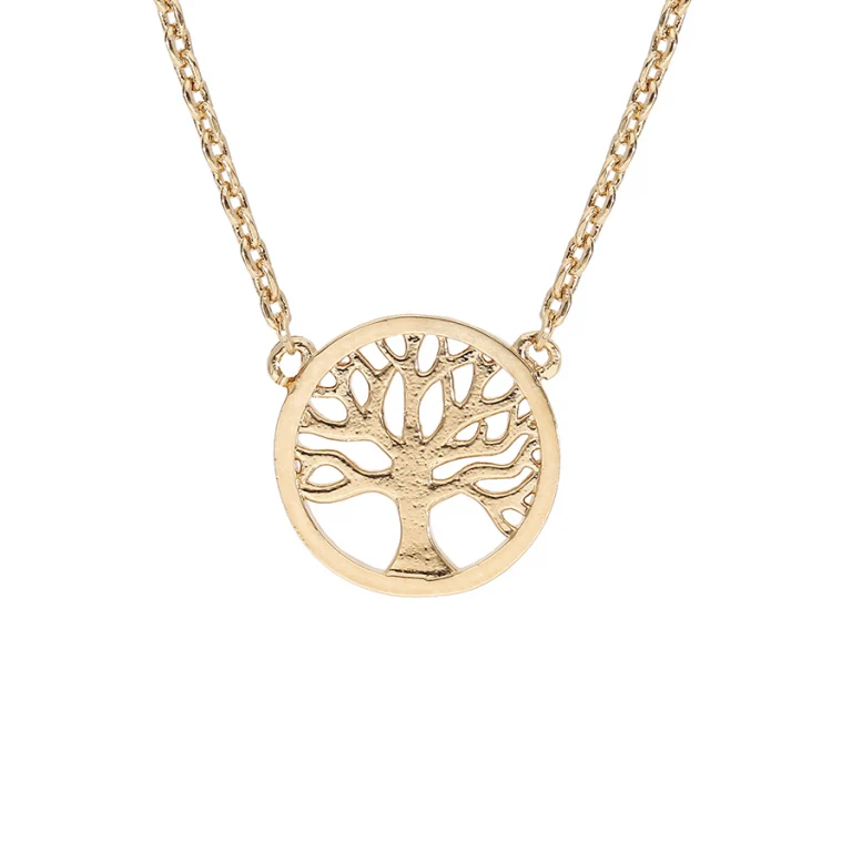 Collier cercle ajouré arbre de vie texturé – Plaqué or | Azuline