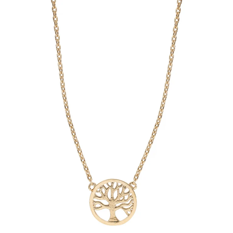Collier cercle ajouré arbre de vie texturé – Plaqué or | Azuline