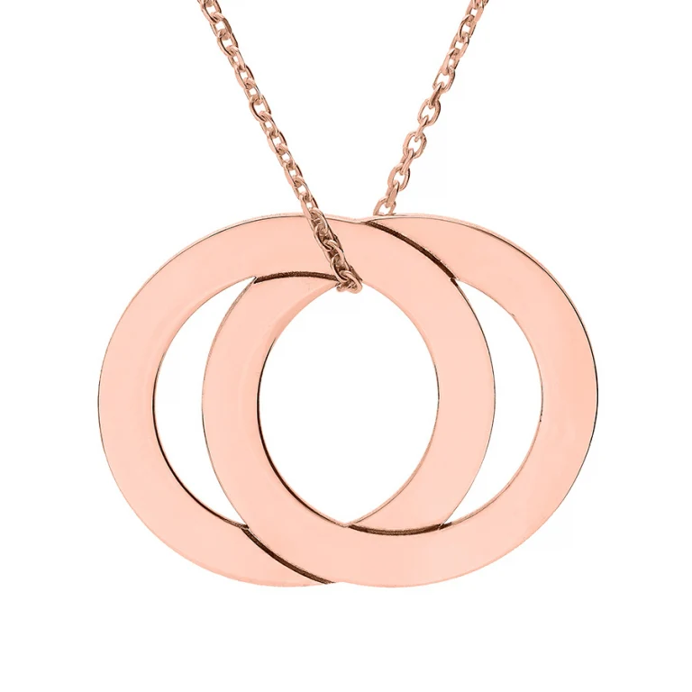 Collier deux anneaux fixes – Plaqué or rose | Azuline