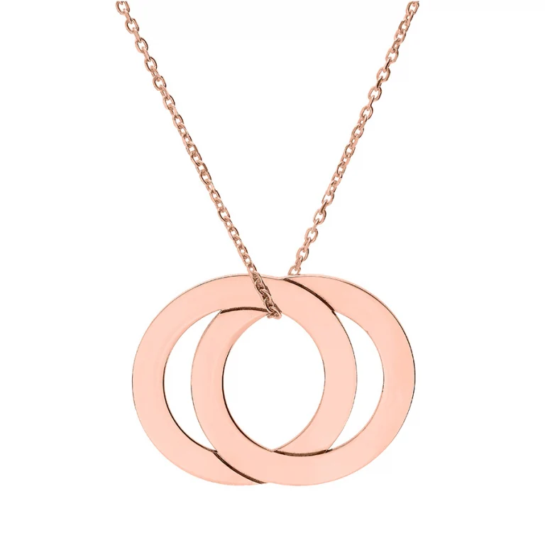 Collier deux anneaux fixes – Plaqué or rose | Azuline