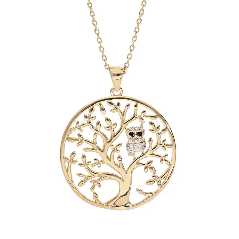 Collier arbre à empierré (effet visuel cristallin) – Plaqué or | Azuline