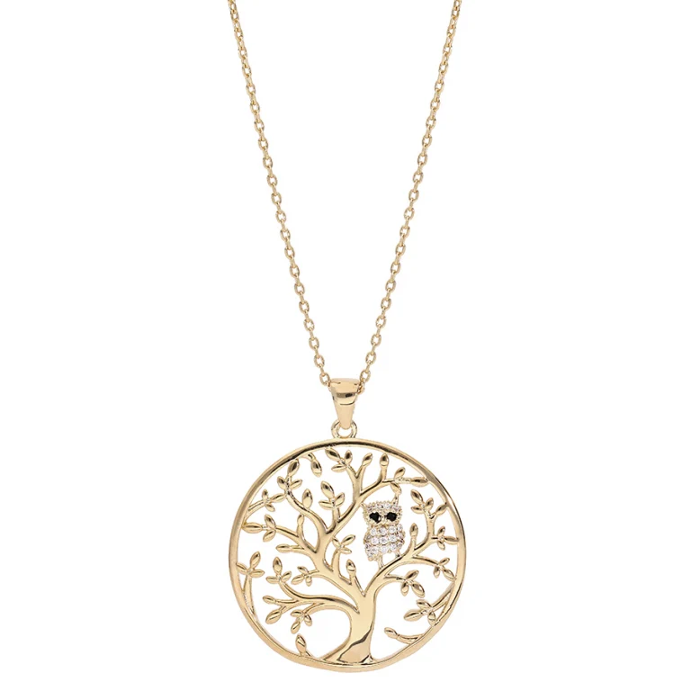Collier arbre à empierré (effet visuel cristallin) – Plaqué or | Azuline
