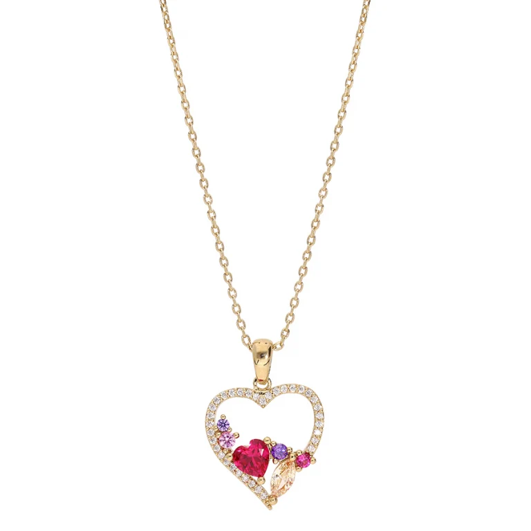 Collier cœur à multicolores – Plaqué or | Azuline