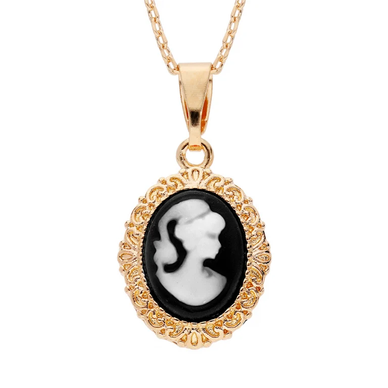 Collier camée coloris noir – Plaqué or | Azuline