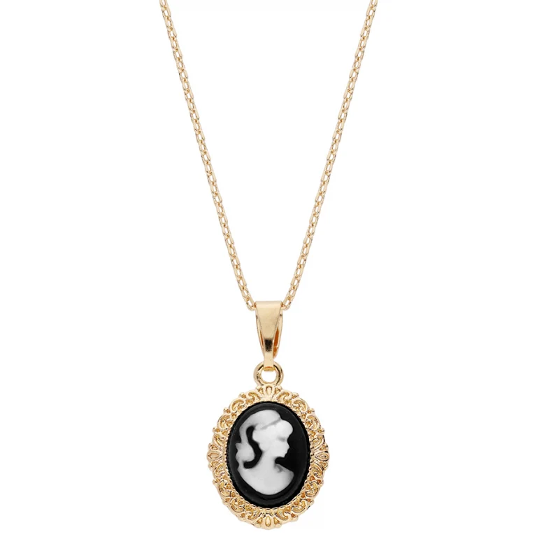 Collier camée coloris noir – Plaqué or | Azuline