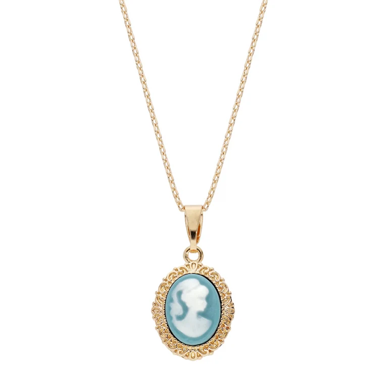 Collier camée coloris bleu – Plaqué or | Azuline