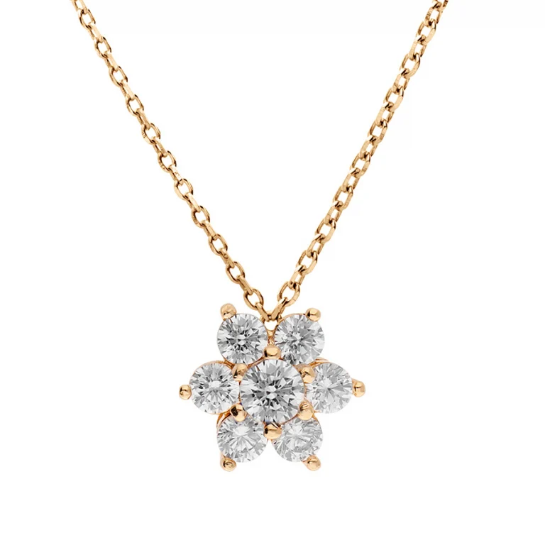 Collier marguerite sertie d’oxydes blancs – Plaqué or | Azuline