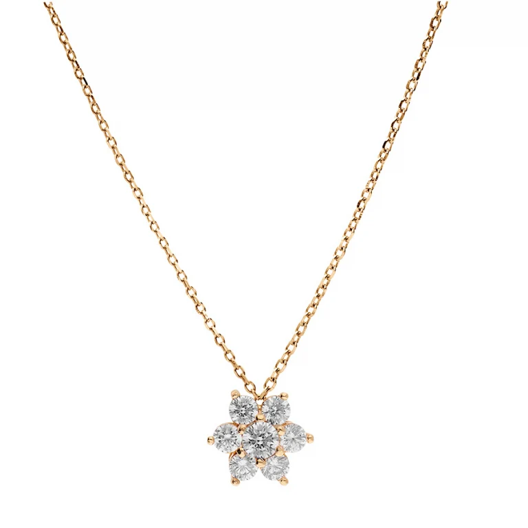 Collier marguerite sertie d’oxydes blancs – Plaqué or | Azuline