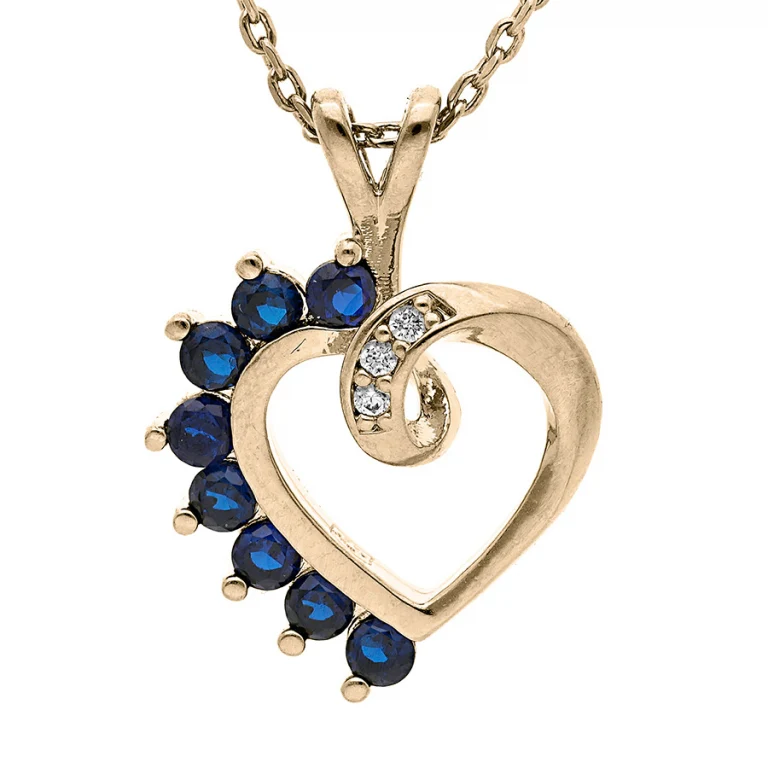 Collier cœur serti d’oxydes blancs et bleus – Plaqué or | Azuline