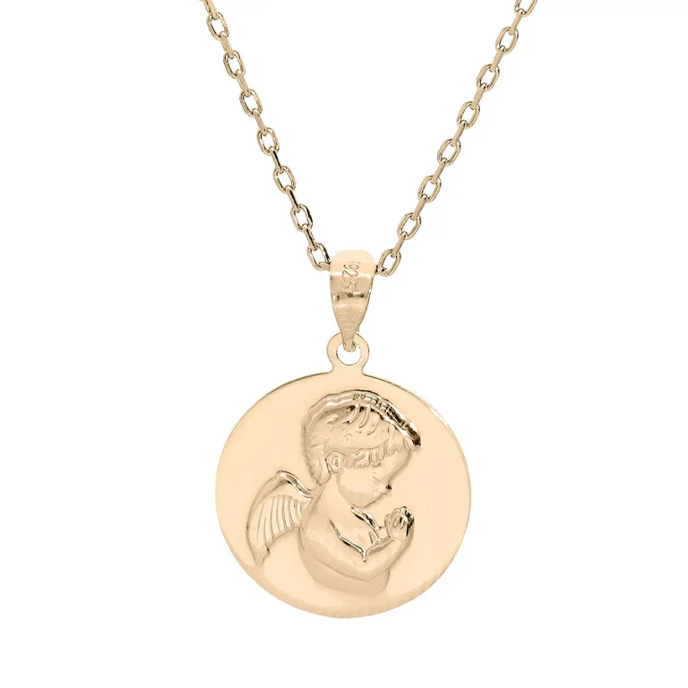 Collier médaille ange en relief – Plaqué or | Azuline
