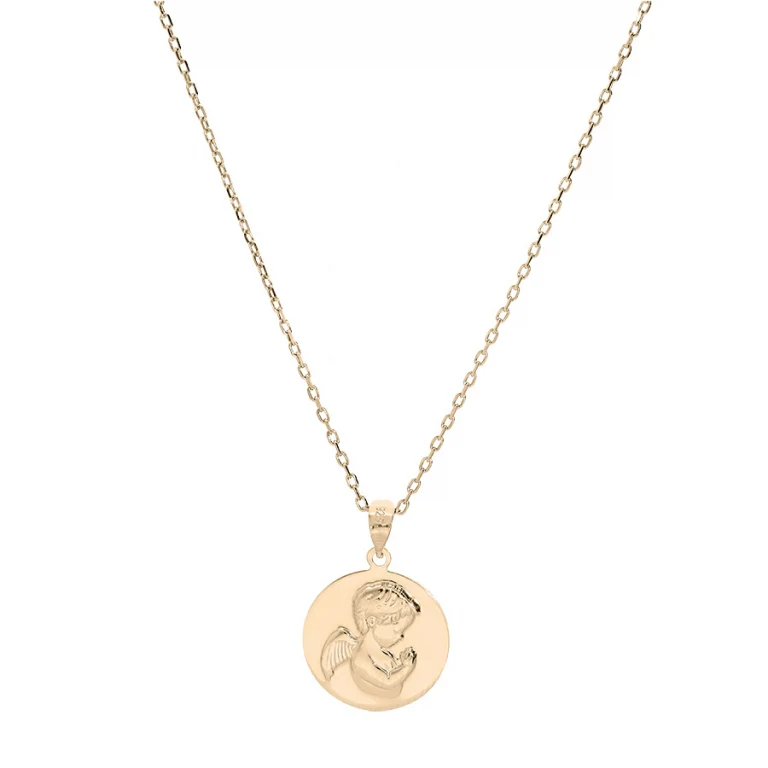 Collier médaille ange en relief – Plaqué or | Azuline