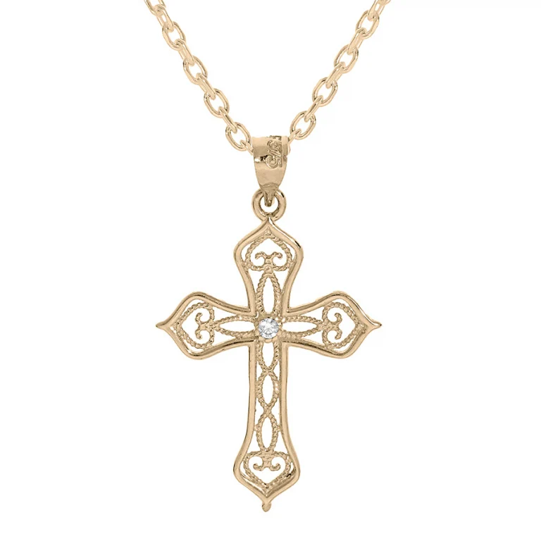 Collier croix à oxide blanc – Plaqué or | Azuline