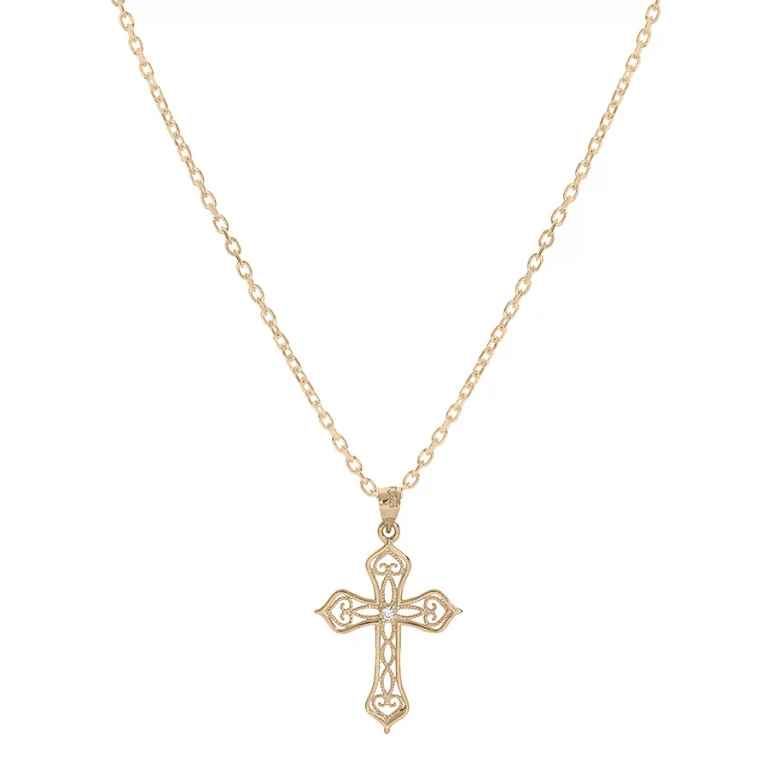 Collier croix à oxide blanc – Plaqué or | Azuline