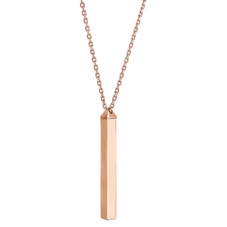 Collier tube quatre faces à graver – Plaqué or rose | Azuline