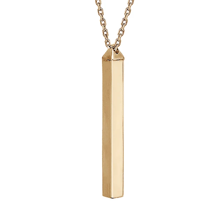 Collier tube quatre faces à graver – Plaqué or | Azuline
