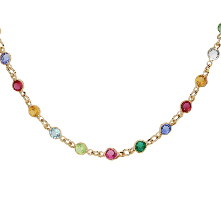 Collier tutti frutti à cristaux multicolores – Plaqué or | Azuline