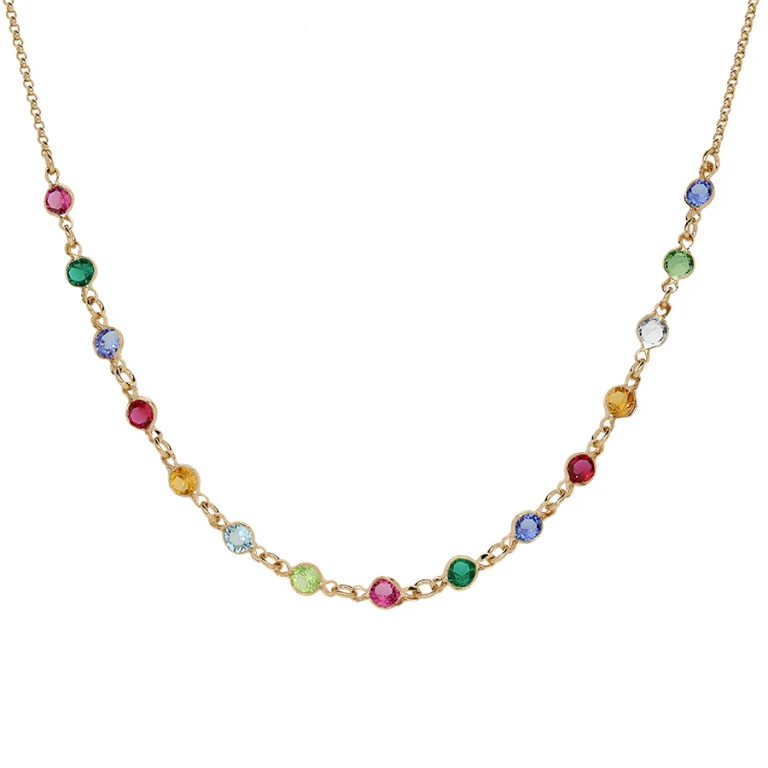 Collier tutti frutti à cristaux multicolores – Plaqué or | Azuline