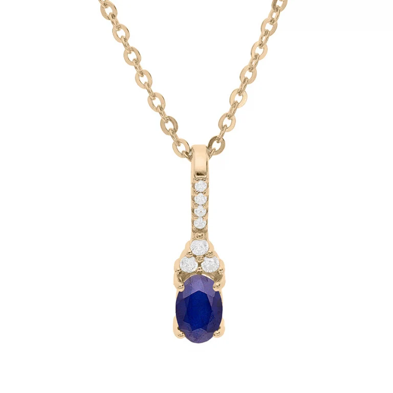 Collier pendentif serti d’oxydes bleus et blancs – Plaqué or | Azuline