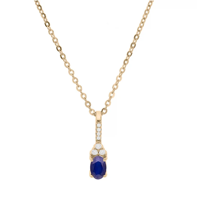 Collier pendentif serti d’oxydes bleus et blancs – Plaqué or | Azuline