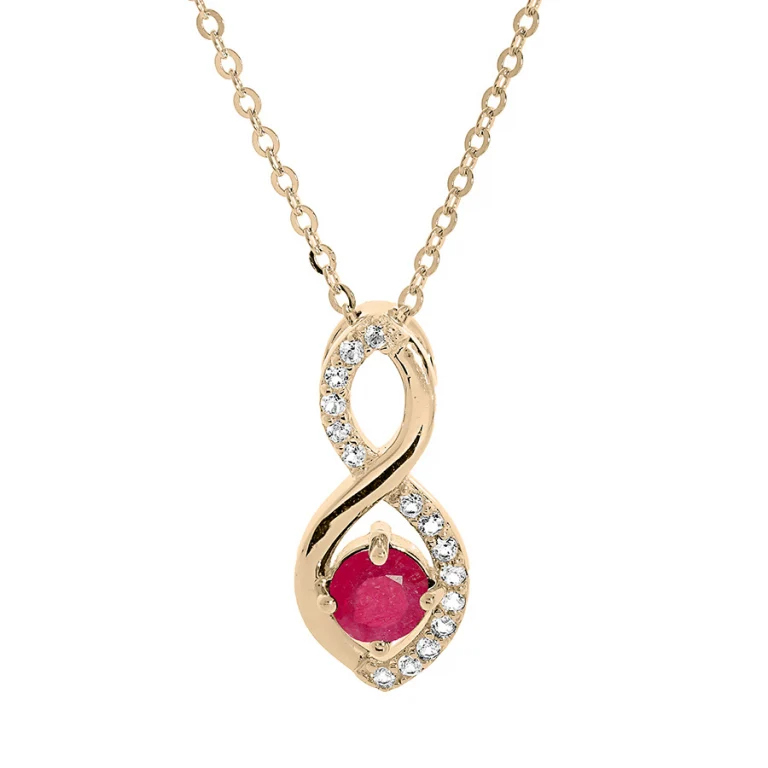 Collier infini serti d’oxydes blancs et rouges – Plaqué or | Azuline