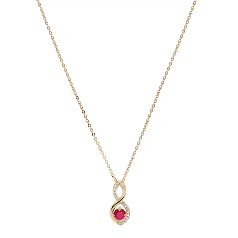 Collier infini serti d’oxydes blancs et rouges – Plaqué or | Azuline