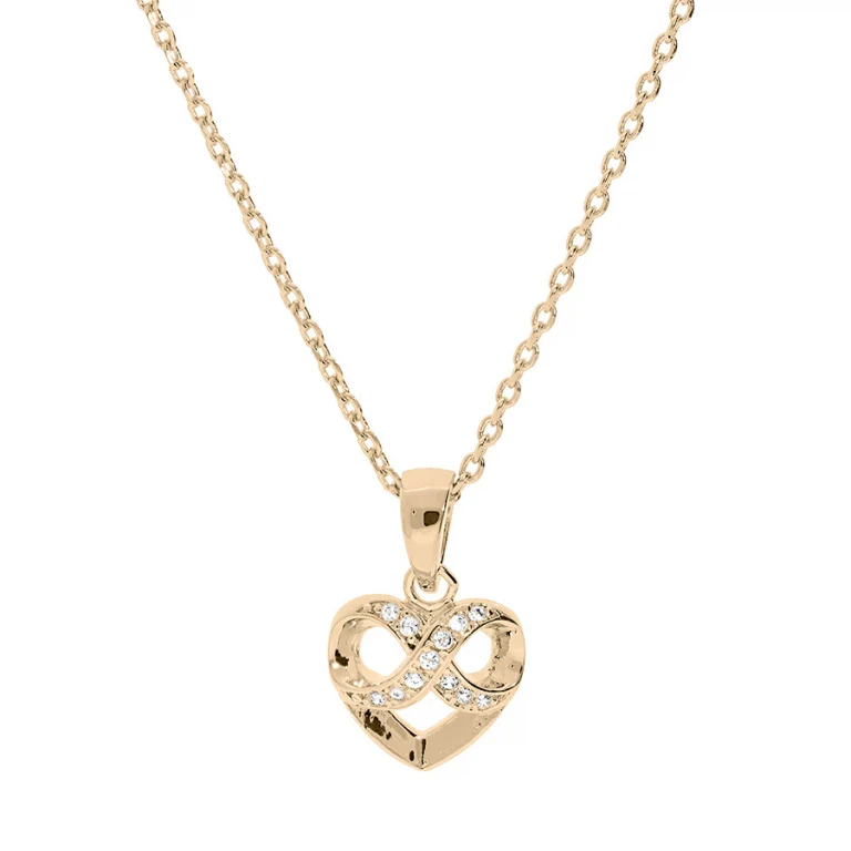 Collier petit cœur à infini serti – Plaqué or | Azuline