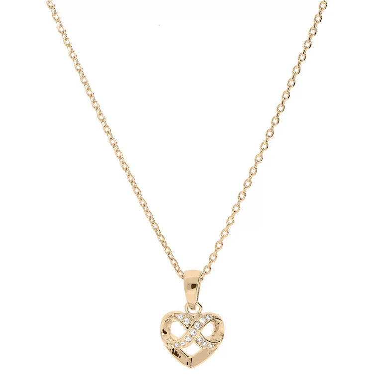 Collier petit cœur à infini serti – Plaqué or | Azuline