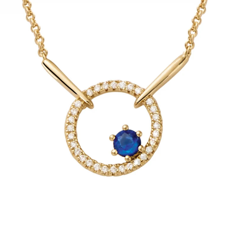 Collier cercle à verre bleu foncé, oxydes blancs – Plaqué or | Azuline