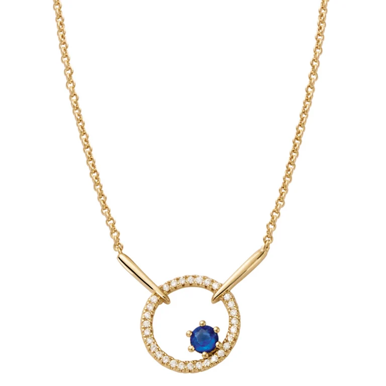Collier cercle à verre bleu foncé, oxydes blancs – Plaqué or | Azuline