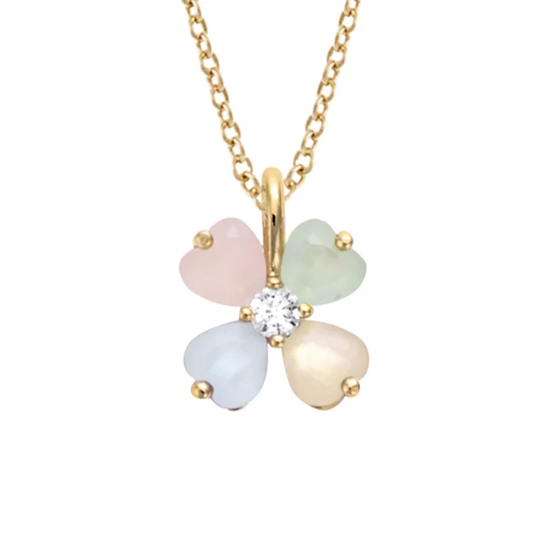 Collier fleur serti d’oxydes – Plaqué or | Azuline