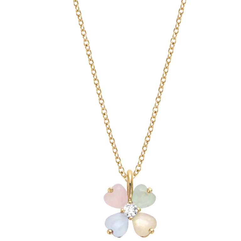 Collier fleur serti d’oxydes – Plaqué or | Azuline