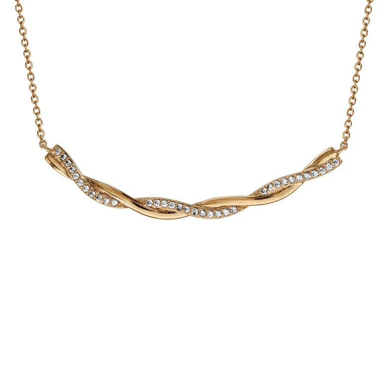 Collier tressé serti d’oxydes blancs – Plaqué or | Azuline