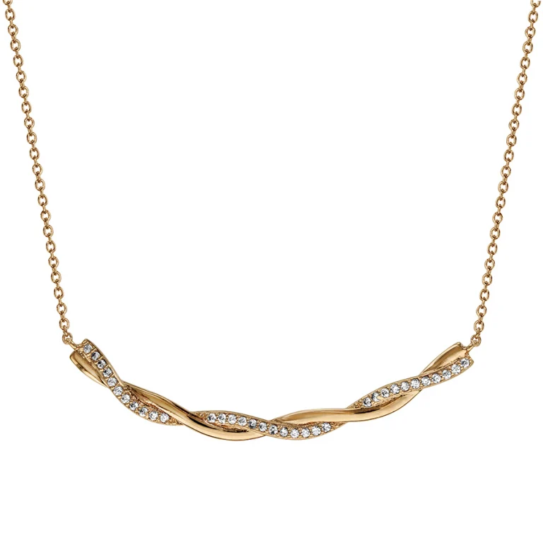 Collier tressé serti d’oxydes blancs – Plaqué or | Azuline