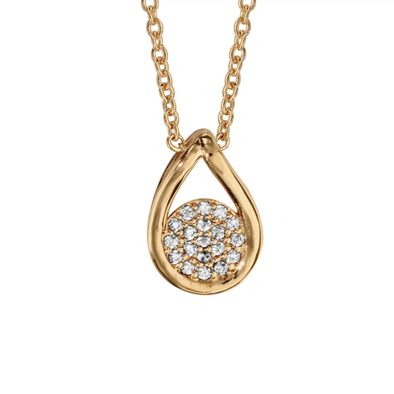 Collier goutte pavée d’oxydes blancs – Plaqué or | Azuline