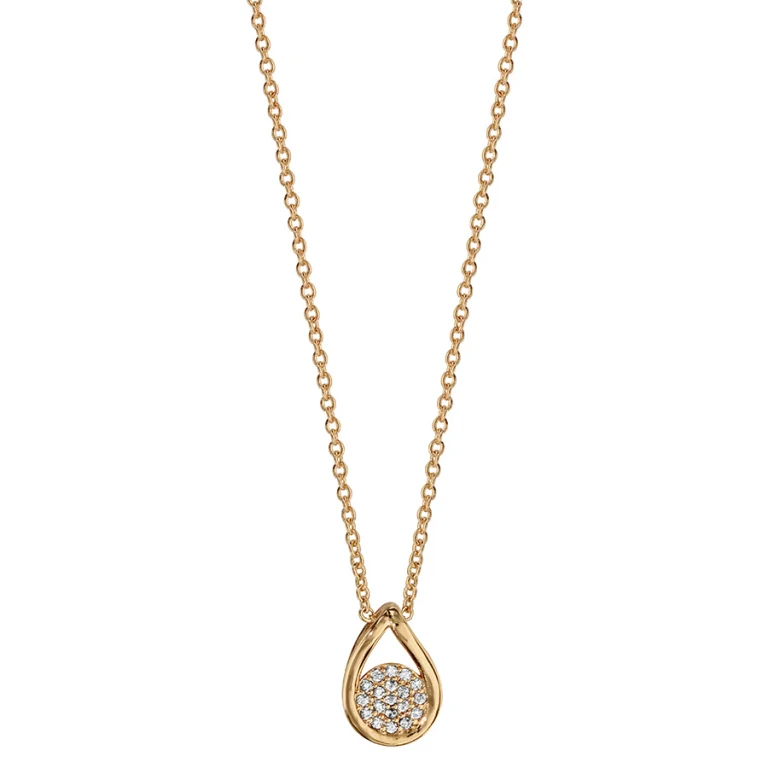Collier goutte pavée d’oxydes blancs – Plaqué or | Azuline