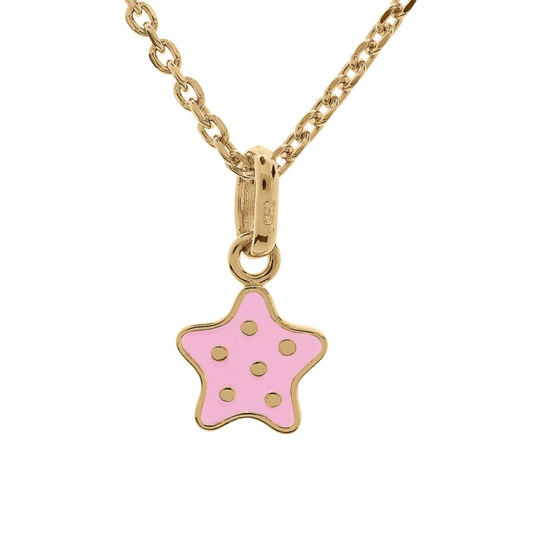 Collier enfant étoile résine rose 38 cm – Plaqué or | Azuline