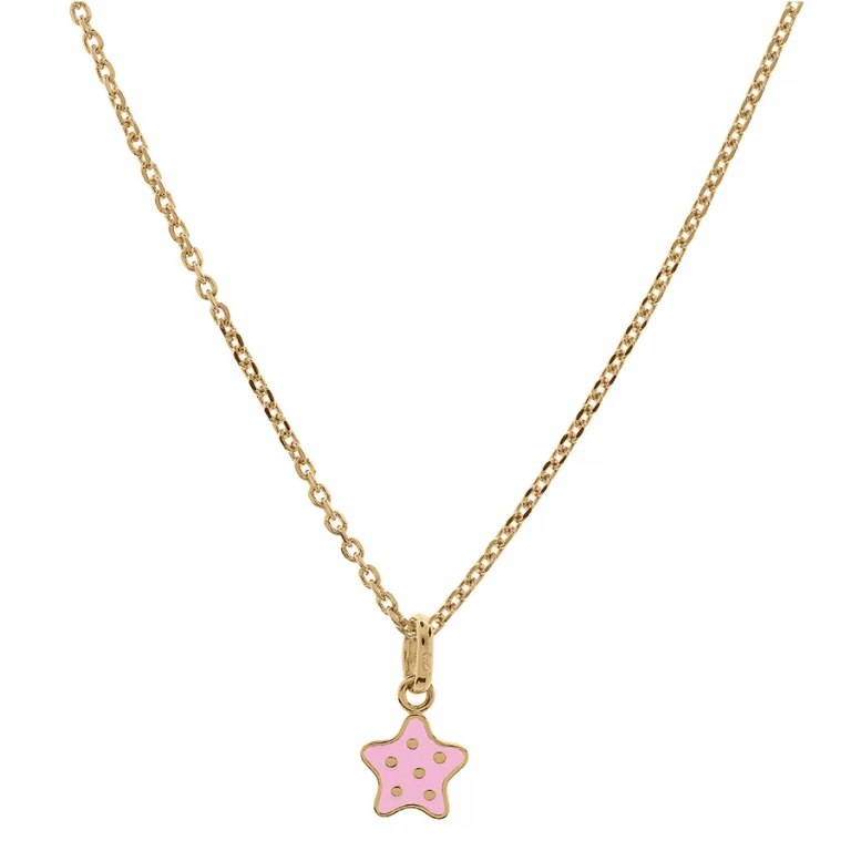 Collier enfant étoile résine rose 38 cm – Plaqué or | Azuline