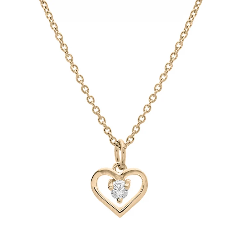 Collier ras de cou cœur à oxyde blanc 40 cm – Plaqué or | Azuline