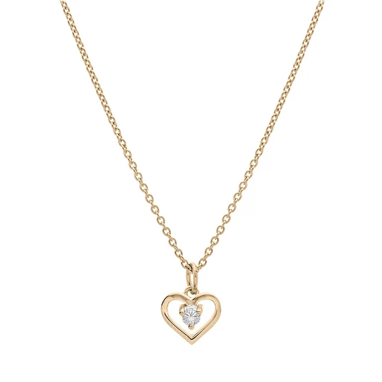 Collier ras de cou cœur à oxyde blanc 40 cm – Plaqué or | Azuline