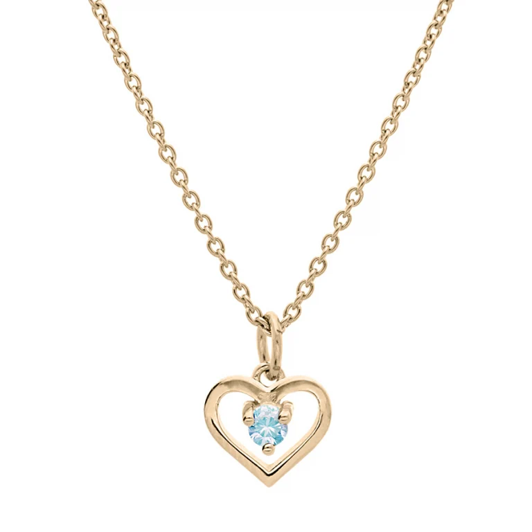 Collier ras de cou cœur à oxyde bleu ciel 40 cm – Plaqué or | Azuline