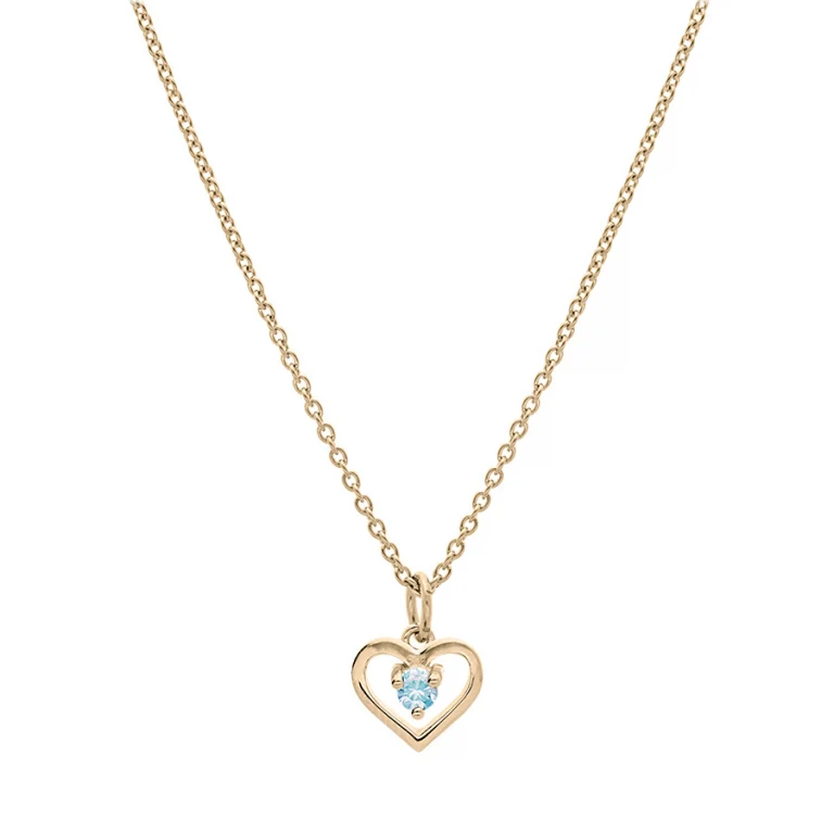 Collier ras de cou cœur à oxyde bleu ciel 40 cm – Plaqué or | Azuline
