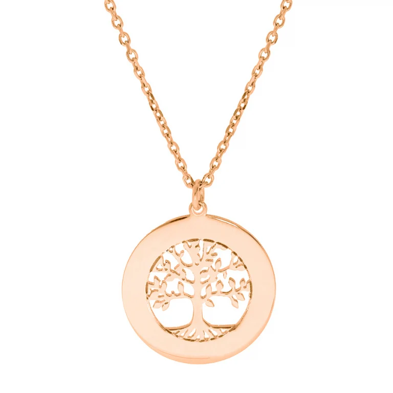 Collier cercle à petit arbre de vie à graver – Plaqué or rose | Azuline
