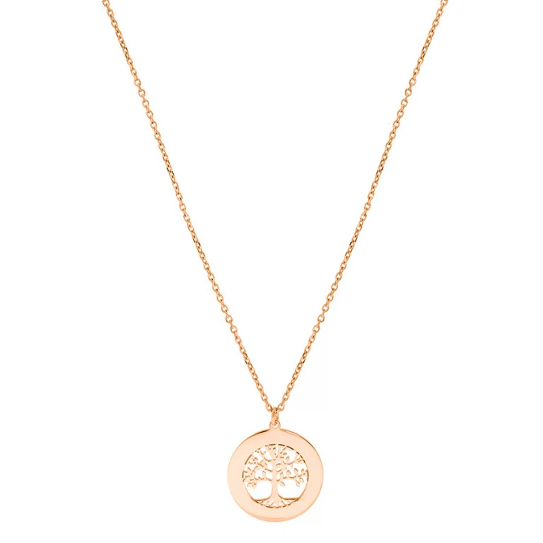 Collier cercle à petit arbre de vie à graver – Plaqué or rose | Azuline