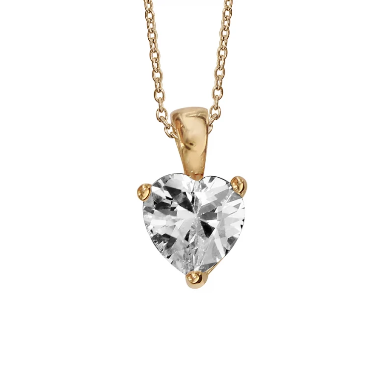 Collier cœur à oxyde blanc – Plaqué or | Azuline
