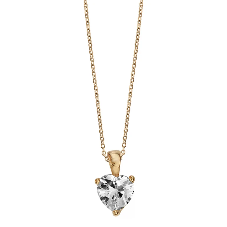 Collier cœur à oxyde blanc – Plaqué or | Azuline
