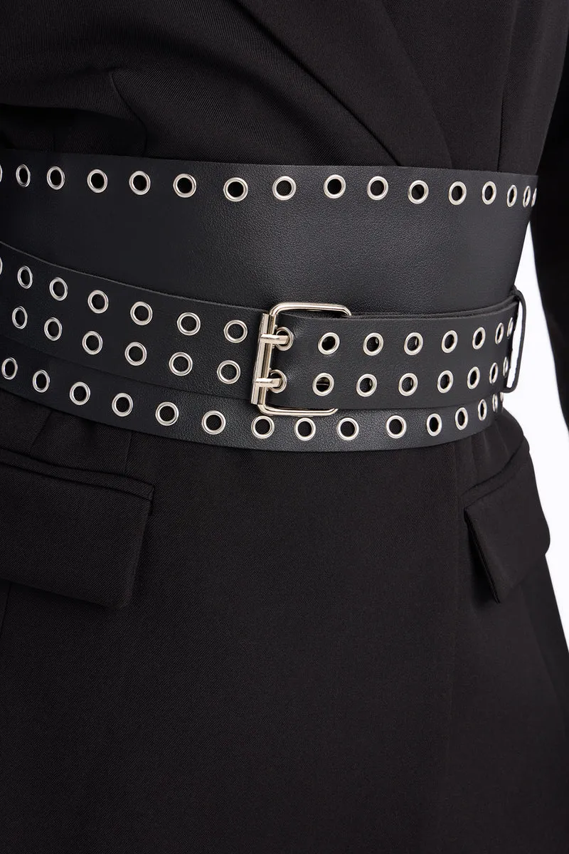 Hold Me Tight Faux Leather Corset Belt - Black